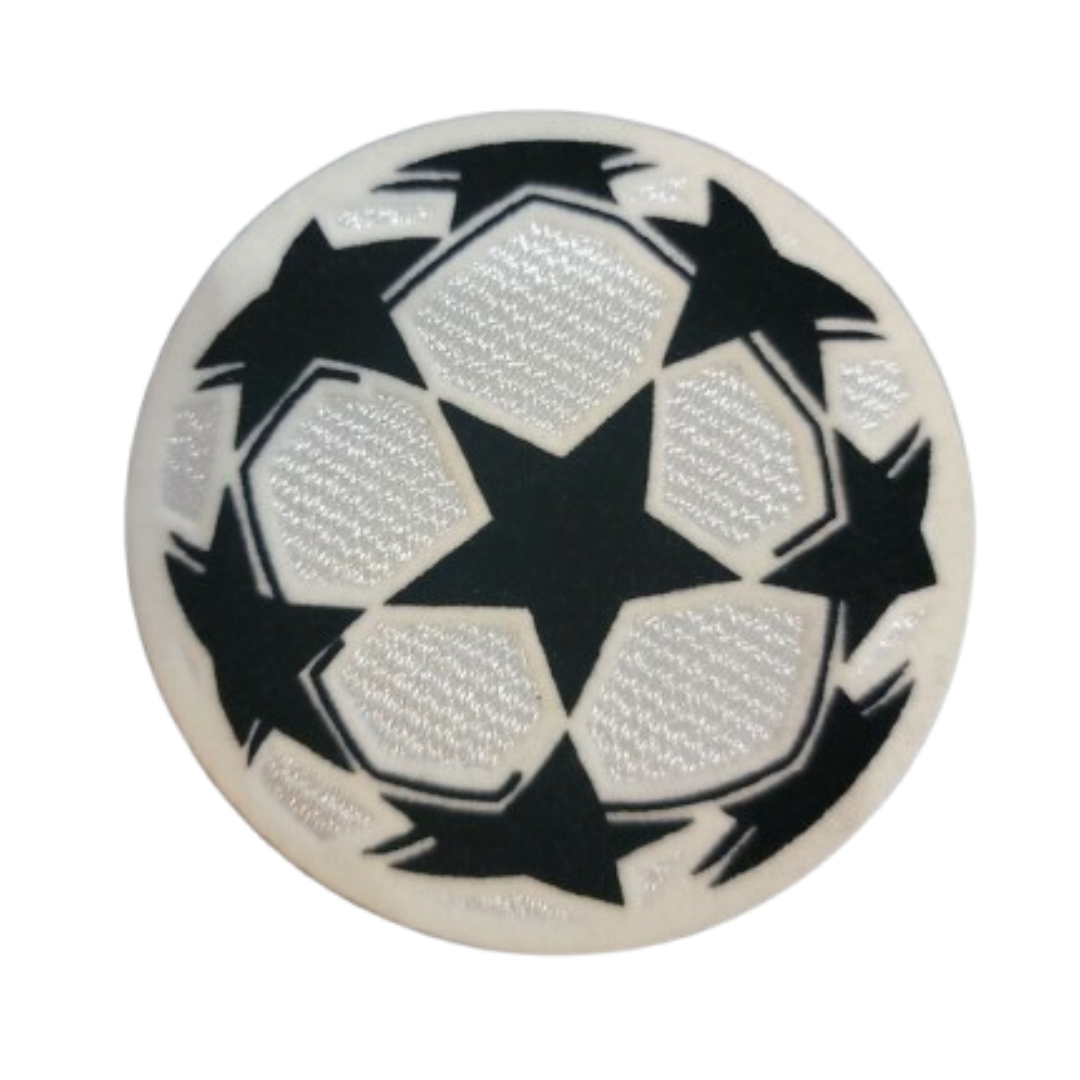Soccer ball with star pattern on a white background