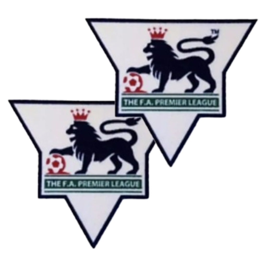 FA Premier League logo with two identical lion emblems on a white background