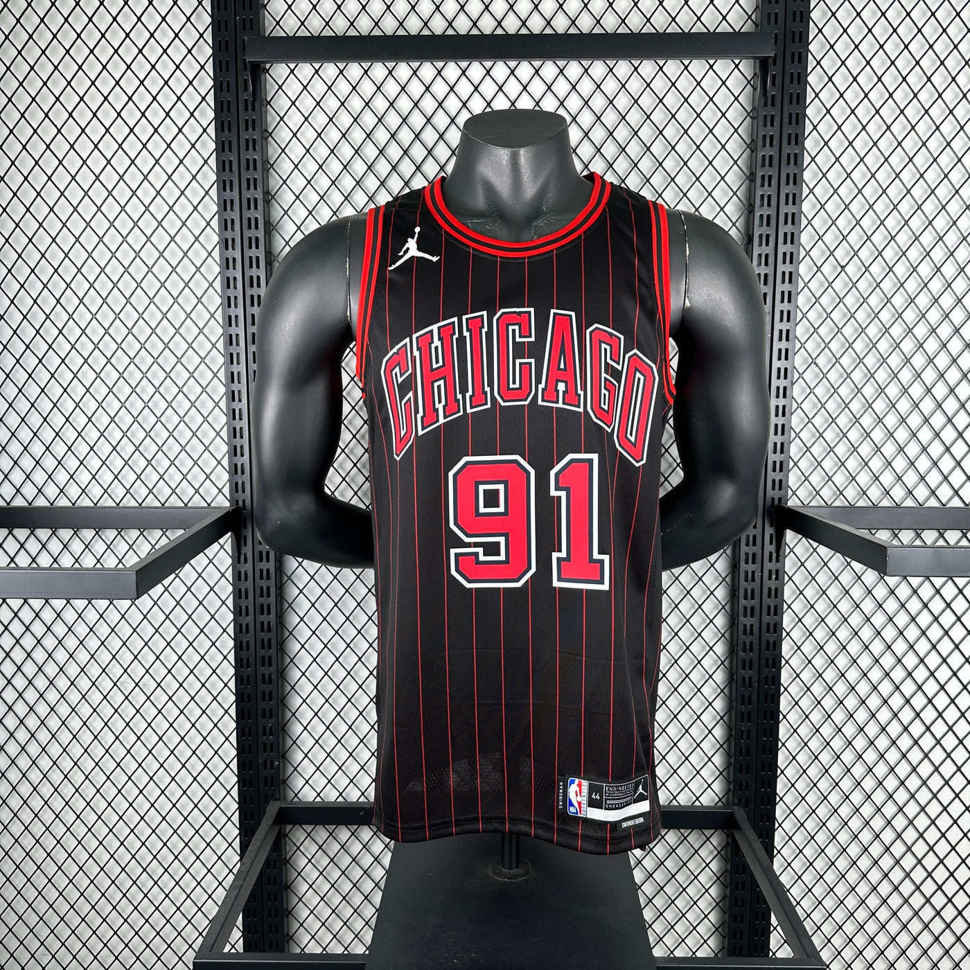 Men’s Chicago Bulls #91 Rodman Jersey – Black & Red