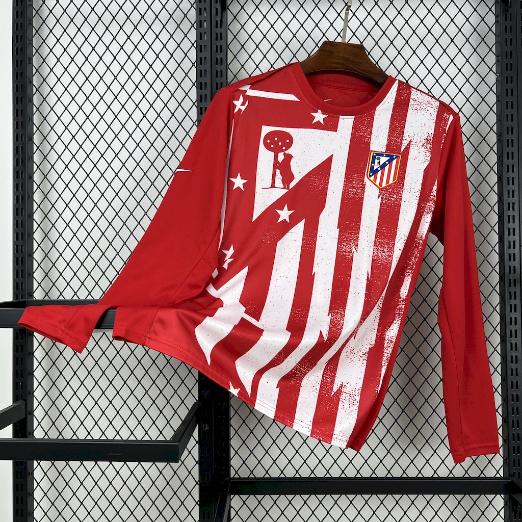 Men's Atlético de Madrid 2025/26 Red Pré-Match Training Long Sleeve Jersey