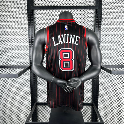Men’s Chicago Bulls #8 Lavine Jersey – Black & Red