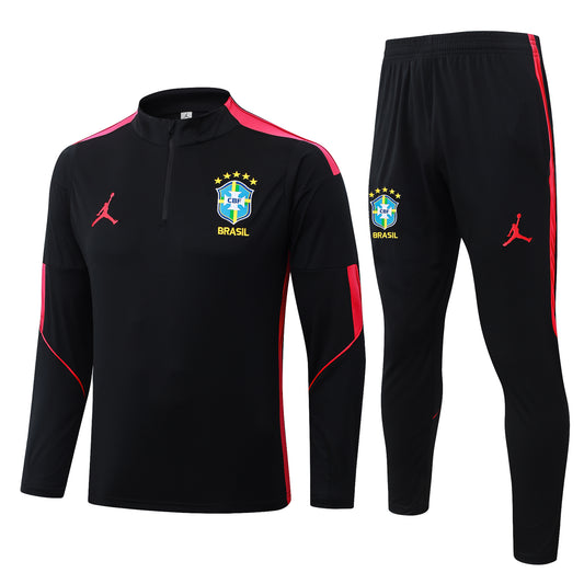 Brazil 2026 Kids Football Training Tracksuit – Half-Zip