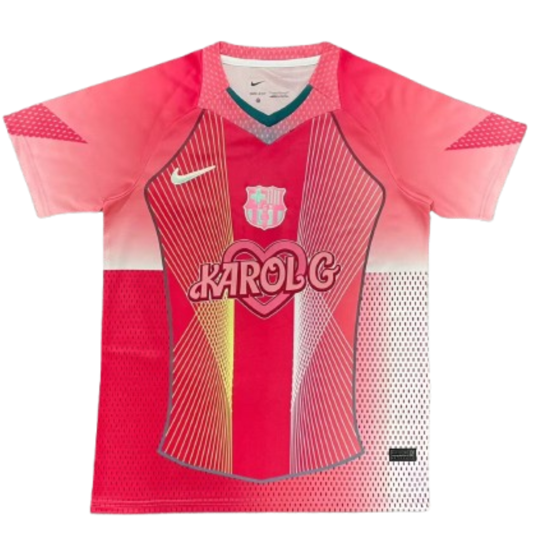 Men’s FC Barcelona 2025/26 Pink Karol G Edition Jersey