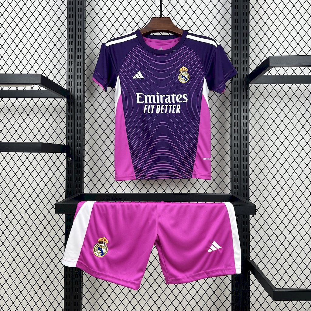 Real Madrid 2025/26 Purple Goalkeeper Kids Kit