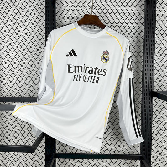 Men's Real Madrid 2025/26 Home Long Sleeve Jersey