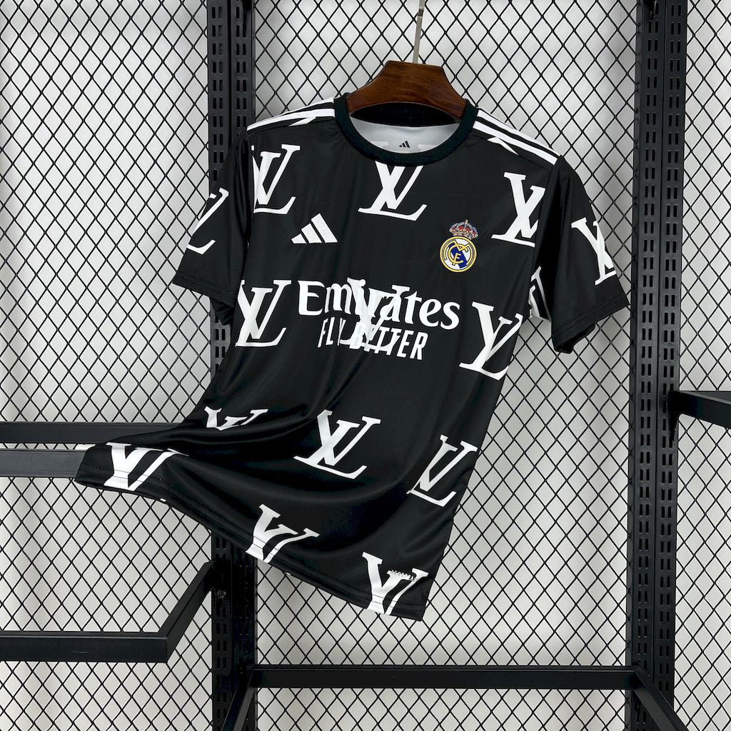 Men's Real Madrid 2025/26 LV Special Edition Black Jersey