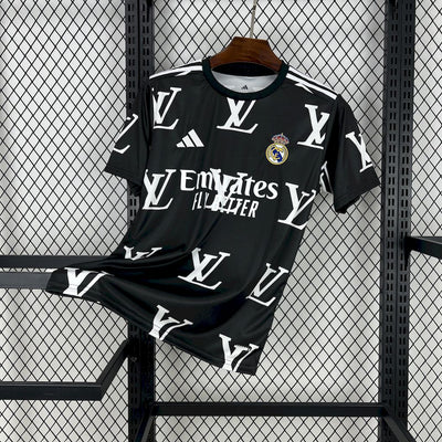 Men's Real Madrid 2025/26 LV Special Edition Black Jersey