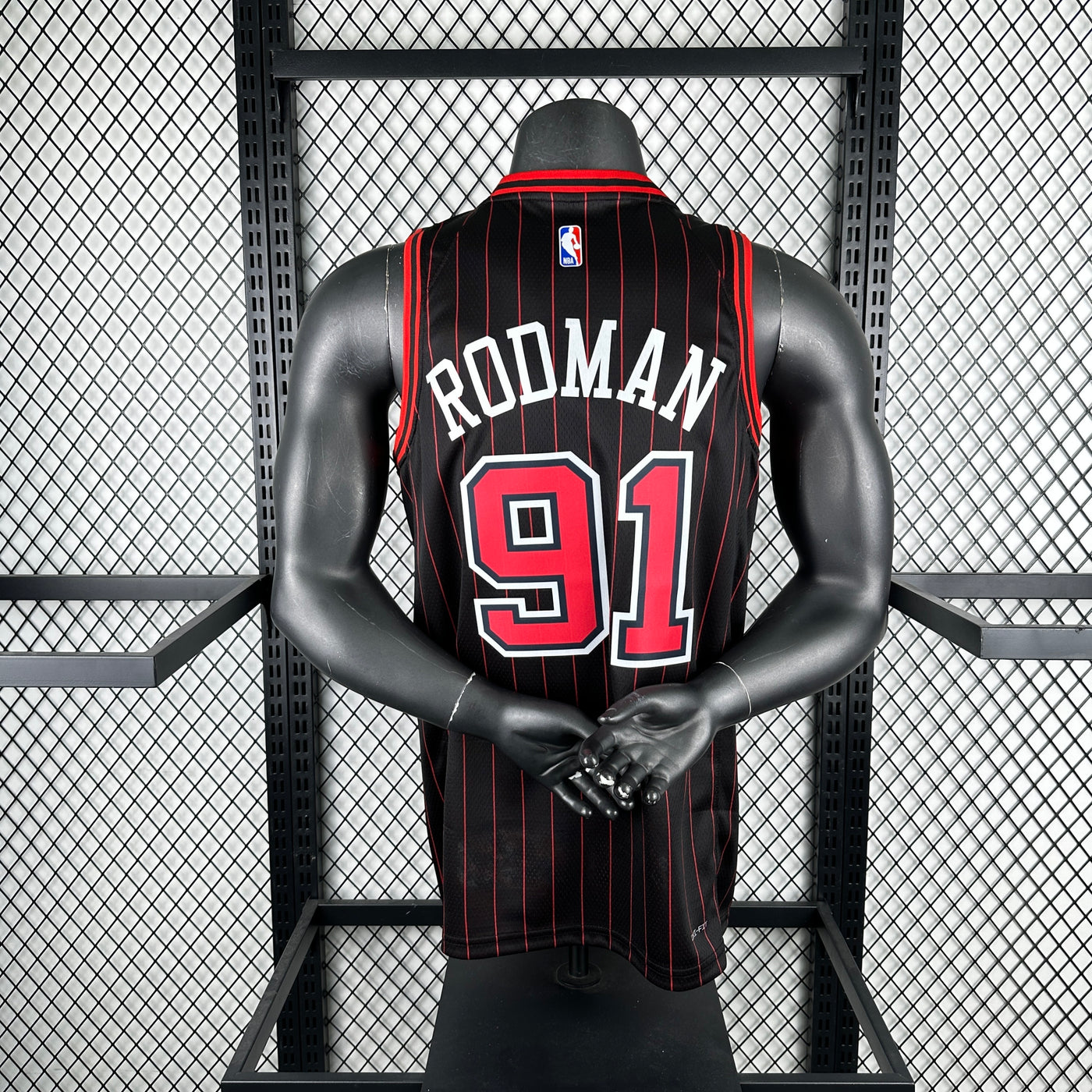 Men’s Chicago Bulls #91 Rodman Jersey – Black & Red