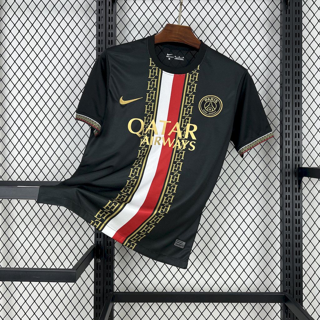 Men's Paris Saint-Germain 2025/26 Black & Gold Edition Jersey