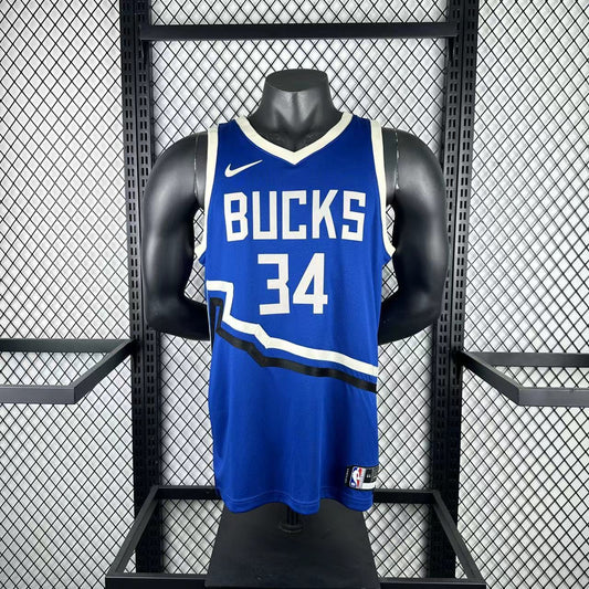 Men’s Milwaukee Bucks #34 Antetokounmpo Jersey – Blue