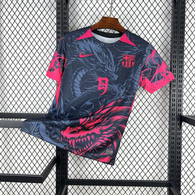 Men's FC Barcelona 2025/26 Black & Red Dragon Edition Jersey